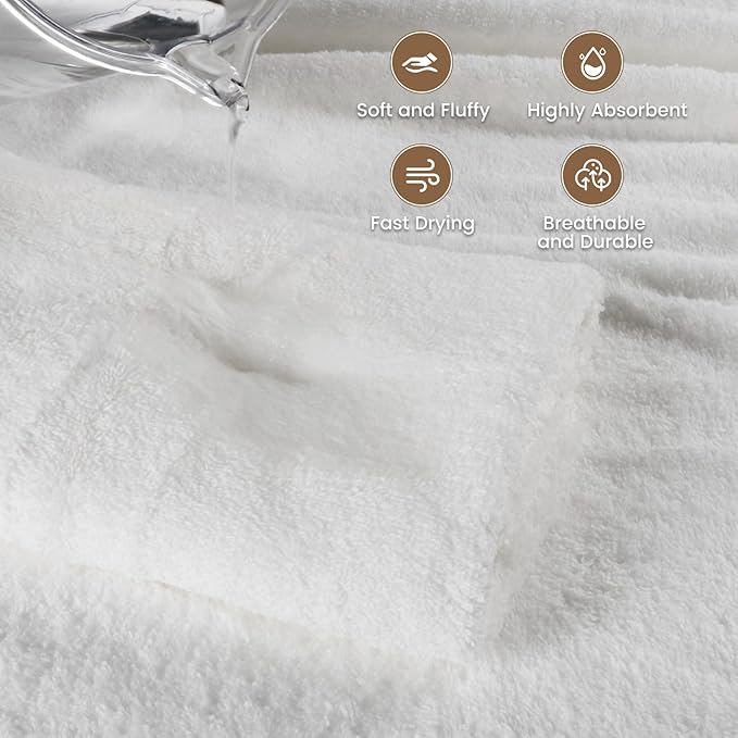 SEMAXE White Bath Towel for Bathroom, 100% Cotton Towel with Hanging Loop, Hotel & Spa Quality Soft Absorbent Towel, Gift Box Packaging, 1 Pc Bath Towel, 55" L x 27" W