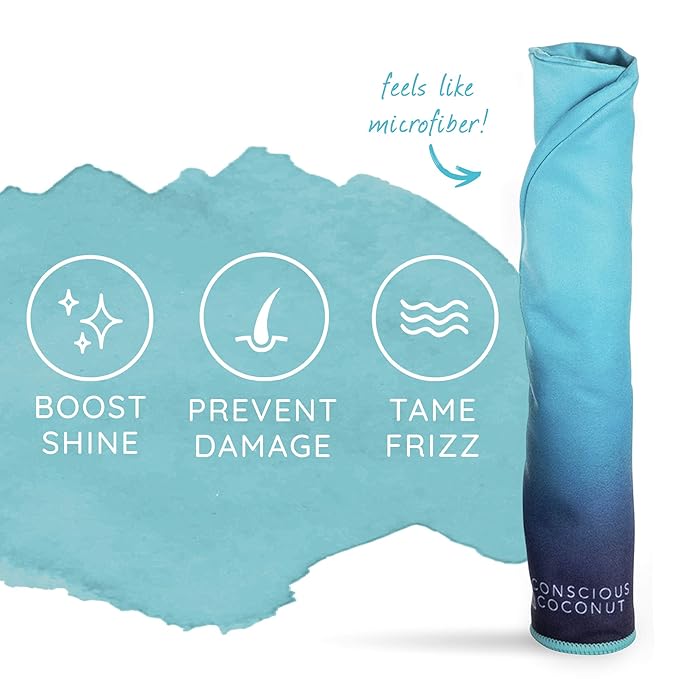 Conscious Coconut Quick Dry Hair Towel for Frizz-Free Hair, Super Absorbent Towels Made from Recycled Bottles, Fast Drying Hair Towel, Bath Accessories, Great Gift for Women