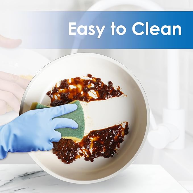 20pcs Ceramic Cookware Set Nonstick, Detachable Handle Pots and Pans Set, Non Toxic,No PFAS & PTFE & PFOA, Dishwasher/Oven Safe, RV Kitchen Set Removable Handle for Cooking, Blue