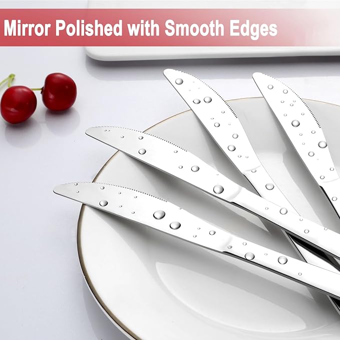 Pleafind 36-Pcs Dinner Knives, 9.1 Inch Stainless Steel Dinner Knife, Sturdy Butter Spreader Knife, Silverware Cutlery Table Knives for Home, Restaurant, Kitchen, Mirror Polished and Dishwasher Safe