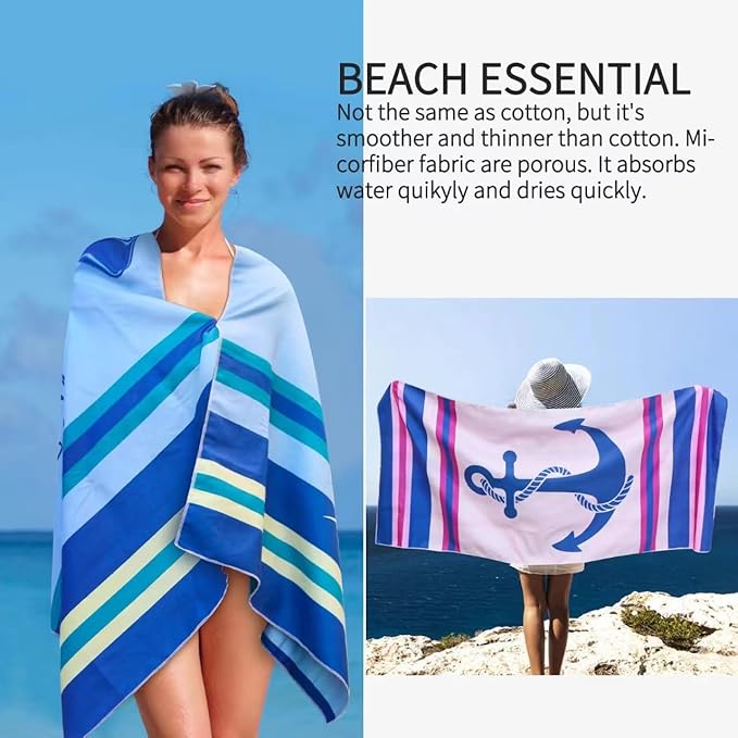 4 Pack Microfiber Beach Towel Fast Drying, Extra Large 71" x 32" Sand Free Beach Towel Super Lightweight Towels for Travel Sports Bath Swimming Pool Camping Picnic Yoga Gym