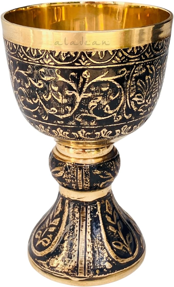 Vintage Chalice Medieval Goblet | 1x Solid Brass Red Wine Glass Cups of Royal King Arthur - Renaissance, Birthday Gifts Christmas Wedding Anniversary Novelty Ceremonial Drinkware (Duke Goblet)