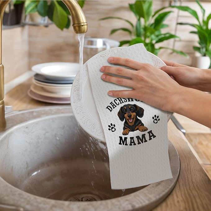 Dachshund Kitchen Towels, Weenie Dog Mama Gifts for Women & Dogs Moms, Dog Lover Gifts Decorative Hand Towels for Bathroom, 16x24 Inch