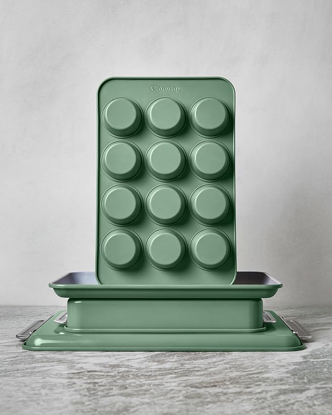 Caraway Nonstick Ceramic Bakeware Set (5 Pieces) - Baking Sheets, Assorted Baking Pans, & Storage - Aluminized Steel Body - Non Toxic, PTFE & PFOA Free - Navy