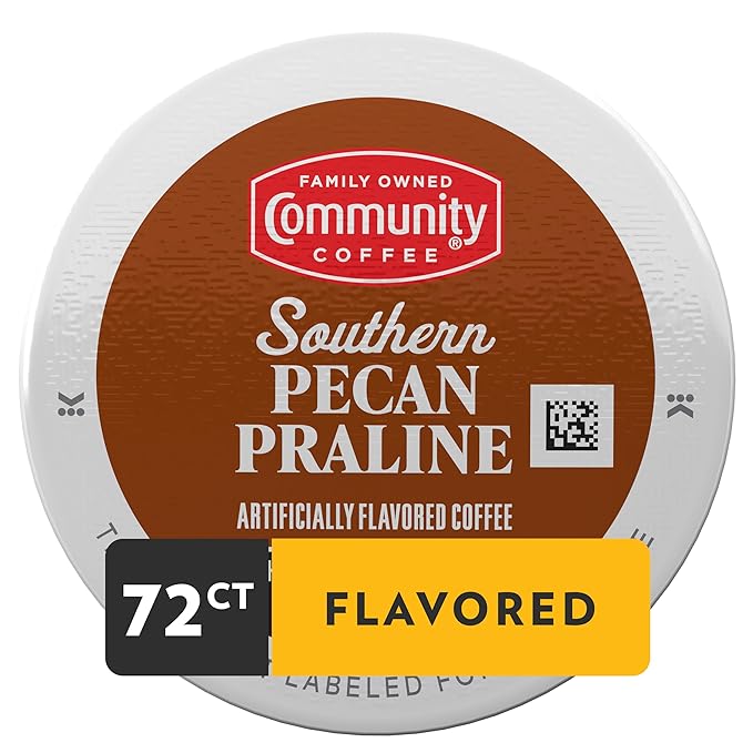 Community Coffee Southern Pecan Praline Flavored 72 Count Keurig K-Cup Coffee Pods, Medium Roast, 12 Count (Pack of 6)