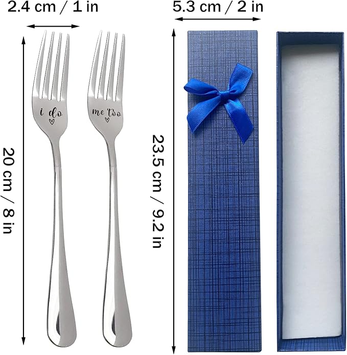 2 Pieces I Do Me Too Funny Engraved Stainless Steel Fork,Funny Wedding Gifts for Couples Bride Groom,Best Engagement Valentine Anniversary Wedding Christmas Thanksgiving Birthday Gift