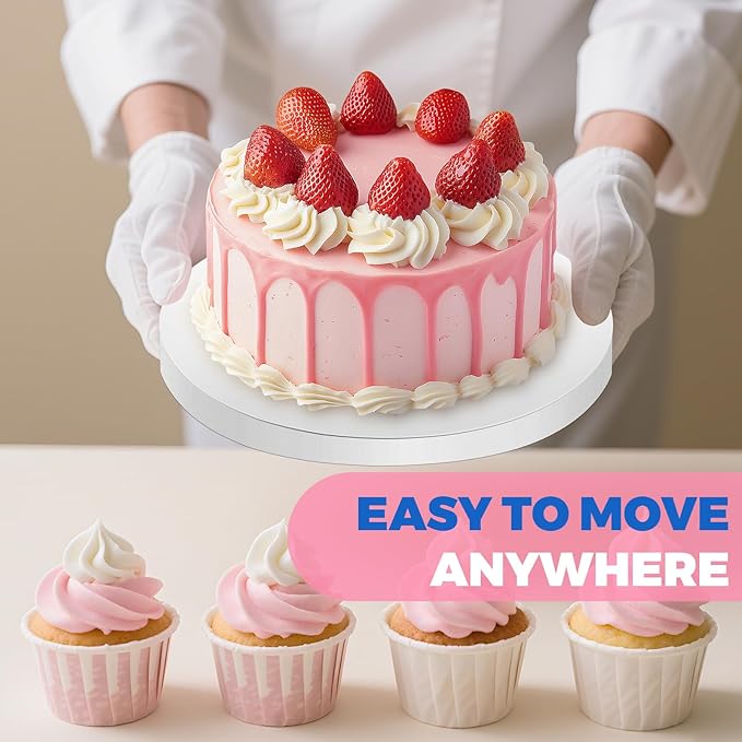 10 Inch Cake Board Drums Round, 12-Pack, White, Sturdy 1/2" Thick Heavy Or Multi-Tiered Cakes for Bithday Wedding Party. (10inch(12pack))