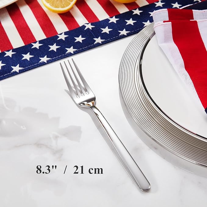 KEAWELL Premium Lucent 4-Piece 8.3 inch Forks Silverware – Mirror Polished 18/10 Stainless Steel with Modern Handle and Dishwasher Safe for Formal Meals and Gifting (4, Dinner Forks)