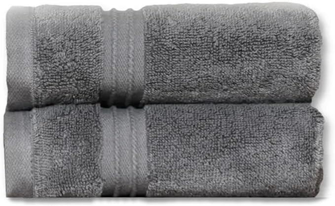 Milara Turkish Super-Plush Bathroom Hand Towels Set 2-Piece | Premium Cotton Hand Towels Set Absorbent, Durable with Hanging Loops | Anthracite (Dark Gray) Hand Towel, (16 x 30 Inches)