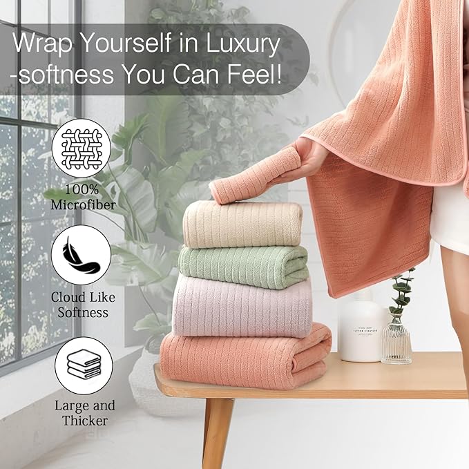 18 Piece Family Bath Towel Set Include 6 Bath Towels,6 Hand Towels and 6 Washcloths Soft Bathroom Towel with Hanging Loops,Highly Absorbent Quick Dry Towels Set for Bathroom,Hotel and Spa-Orange