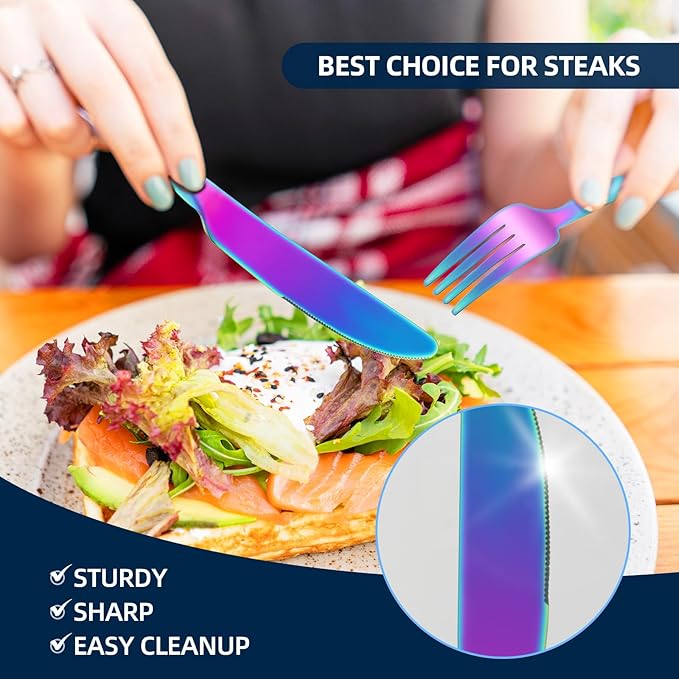 30 Piece Silverware Set, Flatware Cutlery Set for 6, 18/0 Stainless Steel Silverware, Durable Home Kitchen Eating Tableware Set,Restaurant, Wedding, Party,Dishwasher Safe