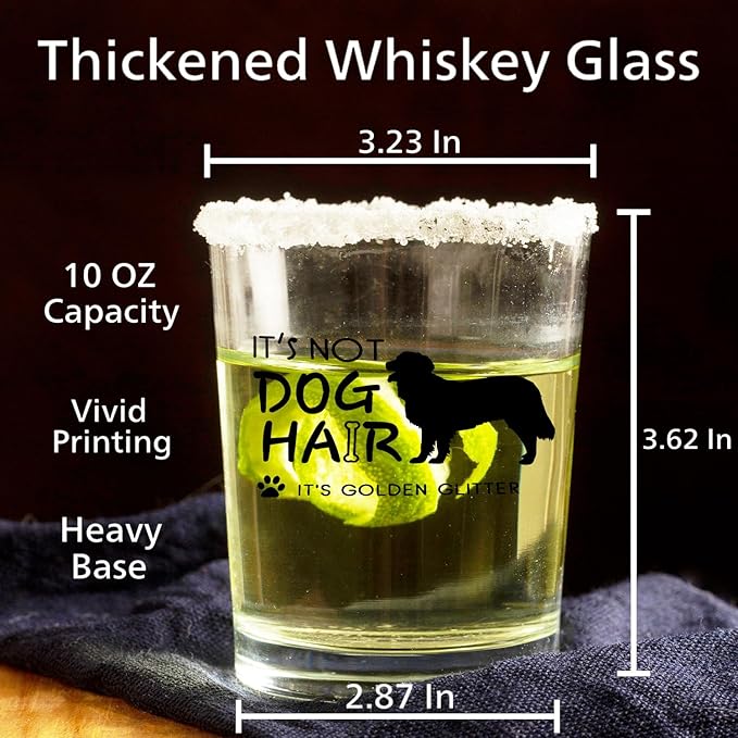 Golden Retriever Gifts Whiskey Glasses 10 oz, Gifts for Golden Retriever Lovers, Funny Dog Old Fashioned Rocks Glasses Cup for Women Men Drinking Scotch Bourbon Liquor