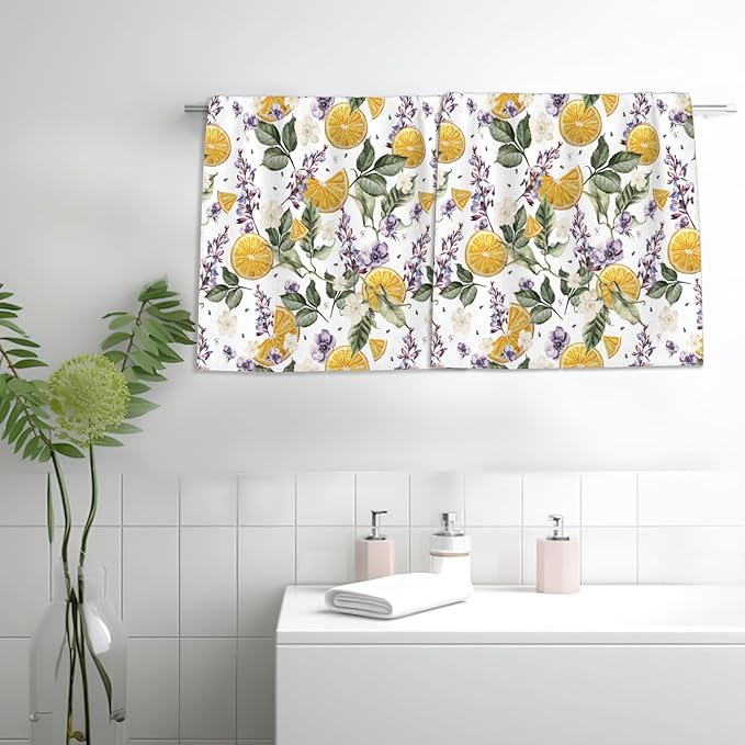 Lemon Fruit Bath Hand Towels for Bathroom Decorative,Lavender Flower Soft Absorbent Hand Towels for Kitchen Home Gym Beach 16"x24"