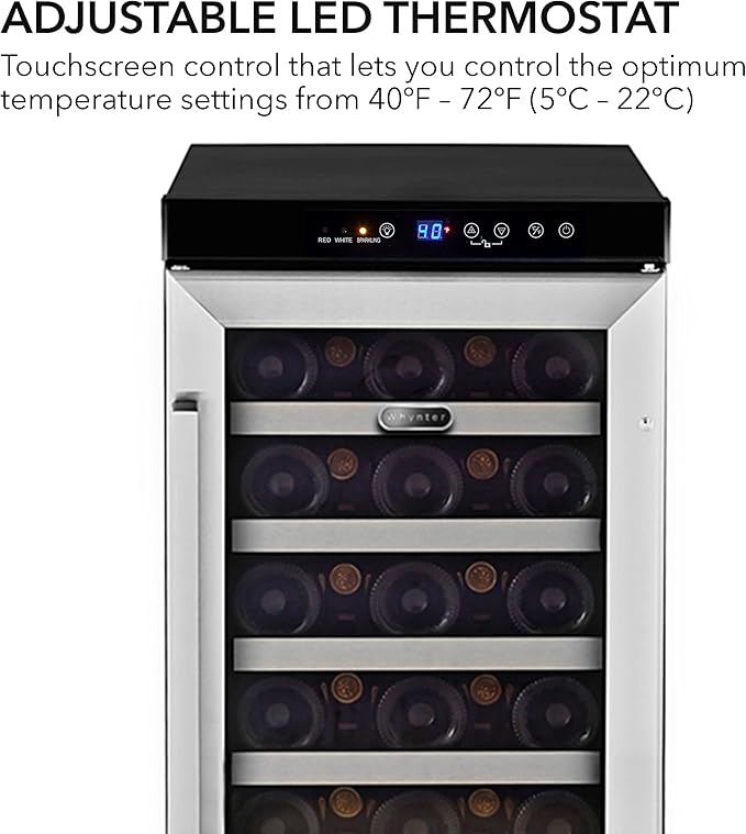 Whynter BWR-33SD 33 Bottle Built-In Wine Refrigerator, Multicolor