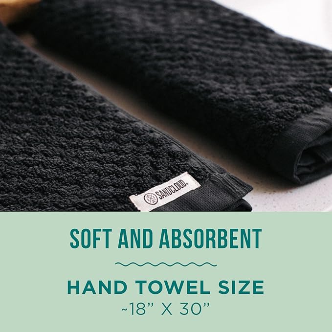 Sand Cloud Turkish Bath Towels for Bathroom, Set of 2 (Atom Charcoal, Large) - Luxury Soft Linen Turkish Organic Cotton is Luxurious & Absorbent - Premium Shower & Bathroom Towels Dry Faster