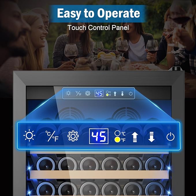 Wine Fridge 24 Inch, 190 Bottles Freestanding or Built-in Wine Cooler Refrigerator with Sliding Rail Shelves, Professional Wine Cellar Low Noise, Black