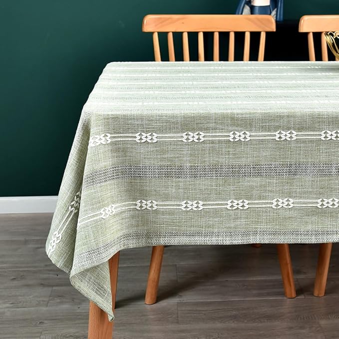Heavy Duty Cotton Table Cloth for Rectangle Table Sage Green Tablecloth Rectangular Farmhouse Vintage Washable Rustic Table Cover (Sage Green,52''x120'')