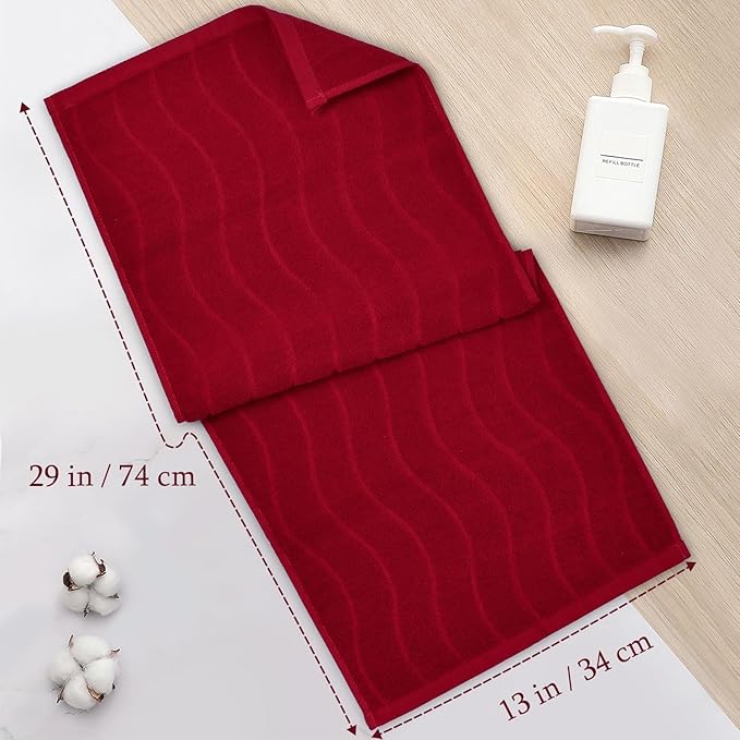 2-Piece Hand Towels for Bathroom in Red, Super Soft Decorative Christmas Hand Towel Set, Wavy Jacquard, Small Size 13x29 Inches