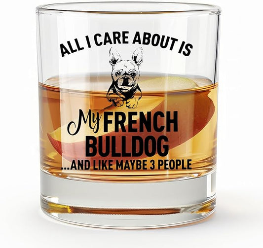 French Bulldog Gifts Whiskey Glasses 10 oz, Gifts for French Bulldog Lovers, Funny Frenchie Old Fashioned Rocks Glasses Cup for Women Men Drinking Scotch Bourbon Liquor