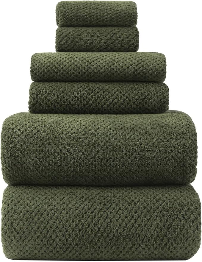 Oversized Bath Towels Extra Large 40x80 Inches Bath Sheets for Adults Super Soft Quick Dry Highly Absobent Microfiber Shower Towels (6 Piece,Green)