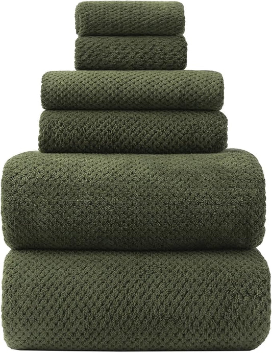 Oversized Bath Towels Extra Large 40x80 Inches Bath Sheets for Adults Super Soft Quick Dry Highly Absobent Microfiber Shower Towels (6 Piece,Green)