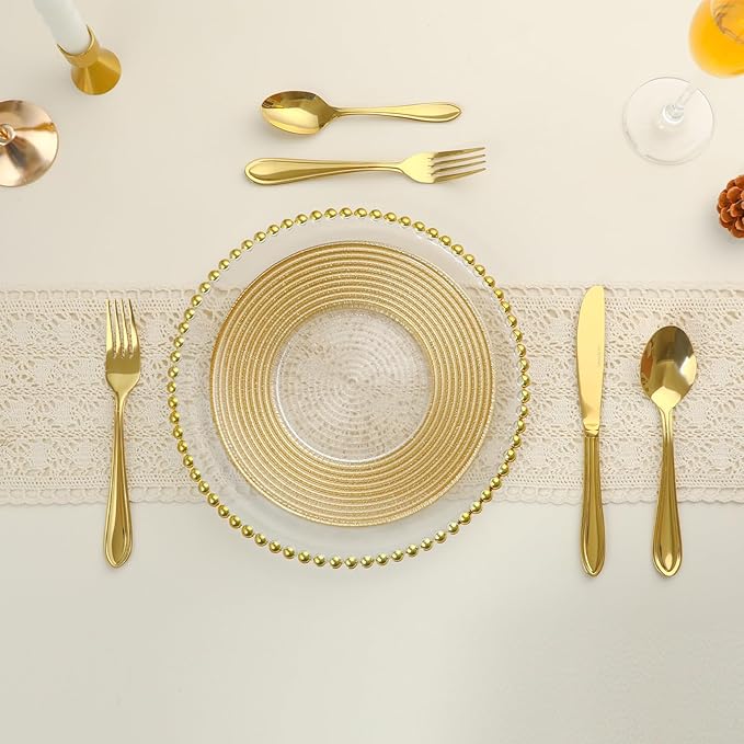 Gold Silverware Set, 40 Piece Flatware Cutlery Set for 8,18/0 Stainless Steel Utensils,Mirror Polished Modern Tableware for Home & Kitchen Dining Wedding, Party