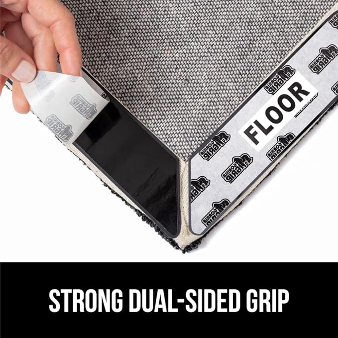 GORILLA GRIP 16 Pc Rug Gripper Pads Keep Area Rugs Corners from Curling, Reusable Double-Sided Stickers Holds Down Carpet in Place, Grips on Tile and Hardwood Floors Helps Prevent Sliding, Home Décor