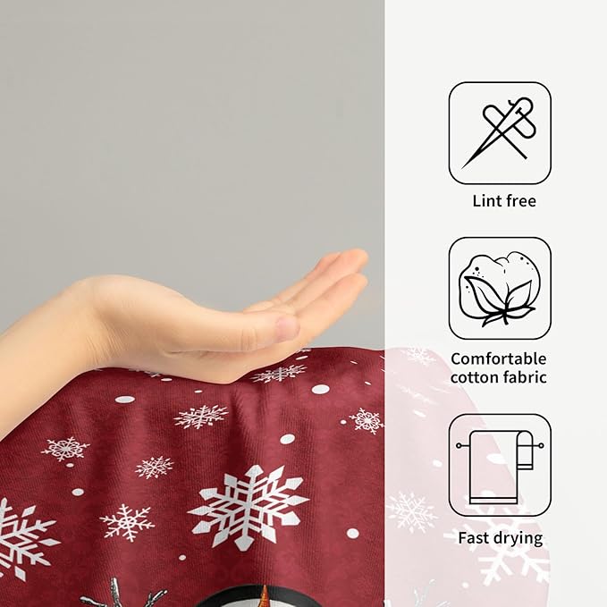 Imiss Winter Snowman Hand Towels 14.4 x 28.3 Inch Christmas Snowflakes Washcloth Winter Holiday Decor Bath Guest Fingertip Towel for Xmas Decorative Bathroom Home Guest Spa，Set of 2