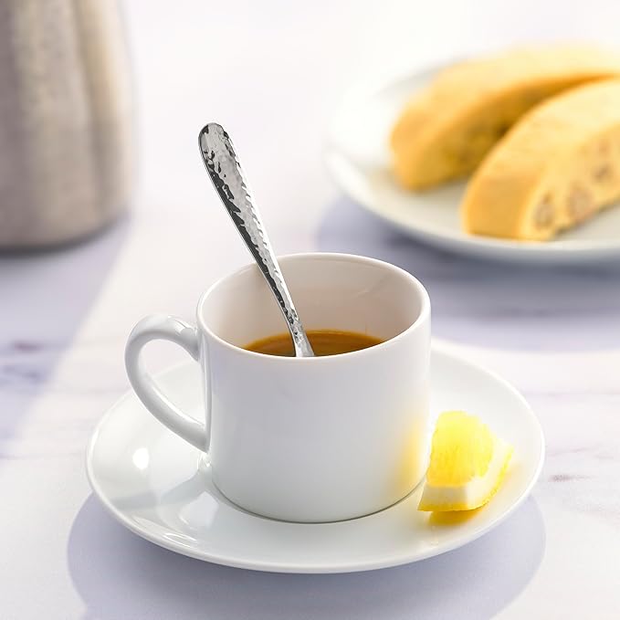 Hudson Essentials 6-Piece Bergamo Set Modern Silver Stainless Steel Espresso Spoons, 4.6-inch Demitasse Coffee Spoons, Set of 6