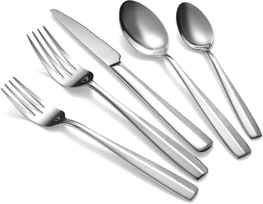 40 Piece Heavy Silverware Set, Premium Stainless Steel Flatware Set for 8, Mirror Polished Dishwasher Safe Kitchen Cutlery Sets, Durable Eating Utensils Dinnerware Include Fork Spoon Knife