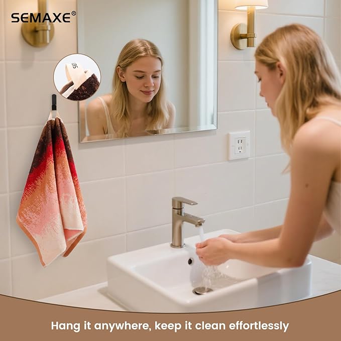 SEMAXE Hand Towels for Bathroom, 100% Cotton Towels with Hanging Loops, Soft and Absorbent, 4 Pack Hand Towel Set for Gym, Shower, Hotel, Spa and Kitchen, Colorful Towel - Sunset Collection