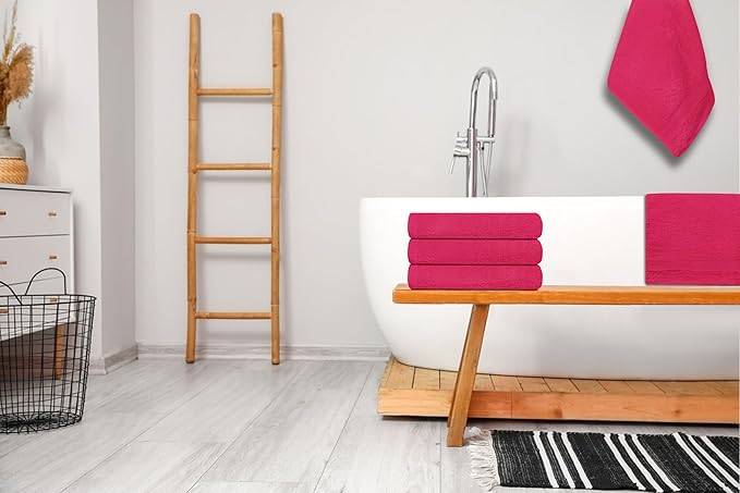 Premium Hand Towels Pack of 6 (16" x 30”) 100% Combed Ring Spun Cotton | Highly Absorbent Hand Towels Set | Ultra Soft for Home, Gym & Spa (Raspberry)