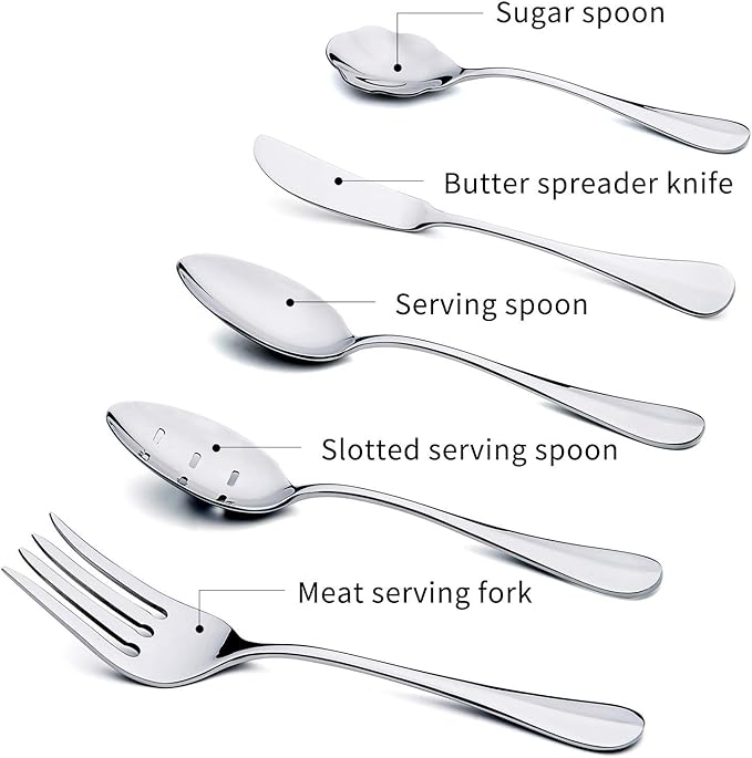 Mirror Polished Heavy Duty 18/10 Stainless Steel tableware spoon fork knife,45 Piece Flatware Set,Service for 8 without Rust