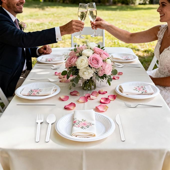 Gezond 100 Count 100% Compostable Cutlery Set 50 Forks and 50 Spoons, No Plastic Biodegradable PLA Disposable Forks and Spoons Eco-friendly Utensils Suitable for Party Picnic Office Everyday Use