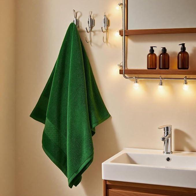 COZYART Formal Green Bath Towel Set 6 Piece, Luxury 100% Turkish Cotton 650GSM Hotel Quality, Soft, Absorbent,Towel Sets for Bathroom | 2 Bath Towels 2 Hand Towels 2 Washcloths