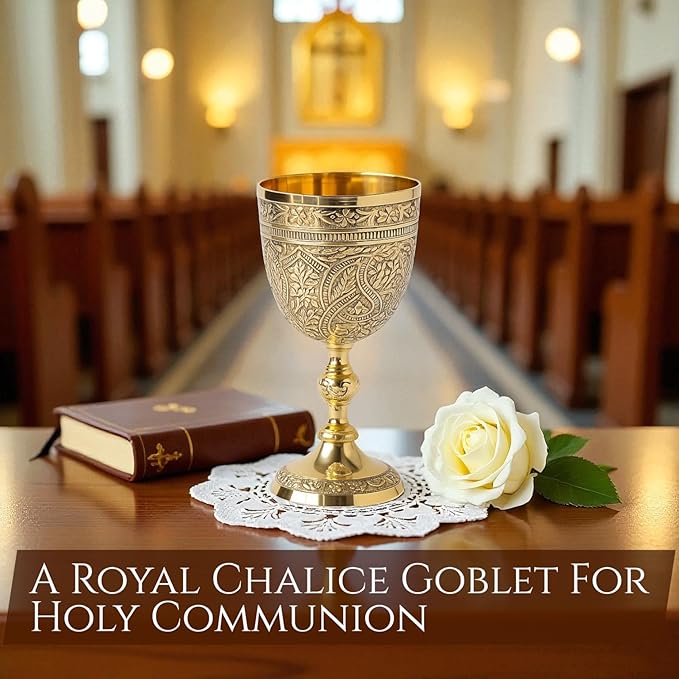 Chalice Goblet Solid Brass | Vintage Golden Roman Cup Drinking Wine Glass | Vintage Chalice Wine Cups of King Medieval Gift (Brass Goblet) x 1 Pc