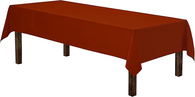 Gee Di Moda Rectangle Tablecloth - 60 x 102 Inch Burnt Orange Table Cloth for 6 Foot Rectangle Tables - Heavy Duty Washable Fabric - for Holiday Party, Dinner, Weddings, Baby Shower & Events