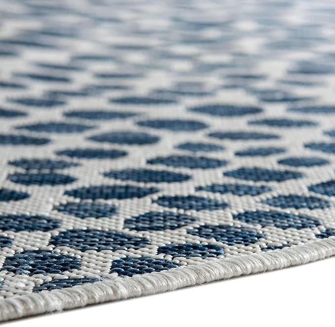 Jill Zarin Outdoor Collection Area Rug - Cape Town (4' 1" Round, Blue/ Olive)