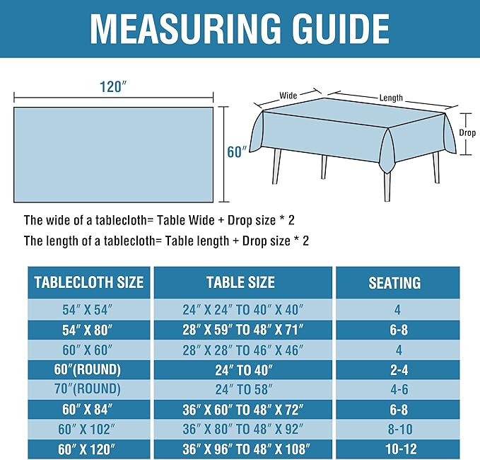 H.VERSAILTEX Linen Textured Tablecloth 60 x 120 Waterproof Decorative Table Cloth Spill-Proof Linen Look Cover for Party Table Extra Soft and Thick Fabric Wrinkle Free, Heather Stone Blue