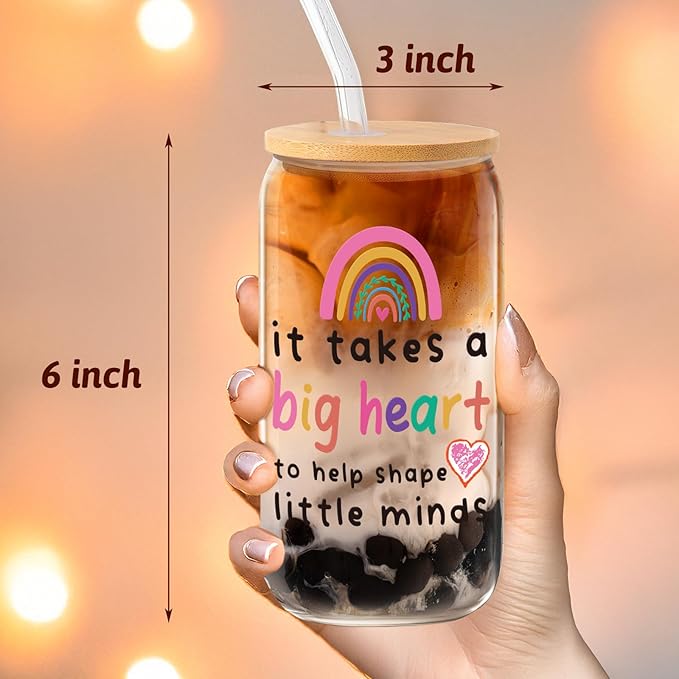 Gifts for Teachers,Teacher Appreciation Gifts Thank You Teacher Gifts Christmas & Birthday Teacher Gift Ideas Valentines Gifts for Teacher, Back To School Gifts 16 Oz Coffee Glass