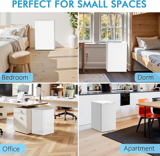 COWSAR 3.0 Cu.Ft Upright Freezer, Compact Freezer, Standing Deep Freezer with Adjustable Thermostat, Removable Shelves & Reversible Door,Fast Cooling for Office,Dorm,Commercial,White