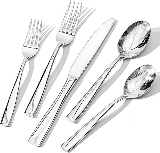 HIKAA 20-Piece Silverware Set for 4, Heavy Duty Stainless Steel Flatware Cutlery Set For Home Kitchen Restaurant Hotel, Kitchen Utensils Set, Mirror Polished, Dishwasher Safe
