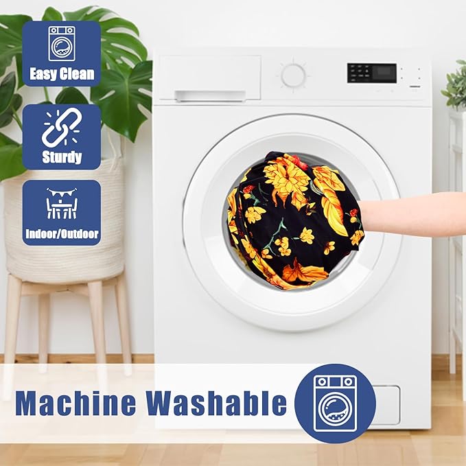 Round Spandex Thanksgiving Tablecloth, Elastic Fitted Waterproof Tablecloths for 36"-44" Tables, Stretch Washable Picnic Table Cover for Autumn Harvest Parties, Pumpkin Sunflower