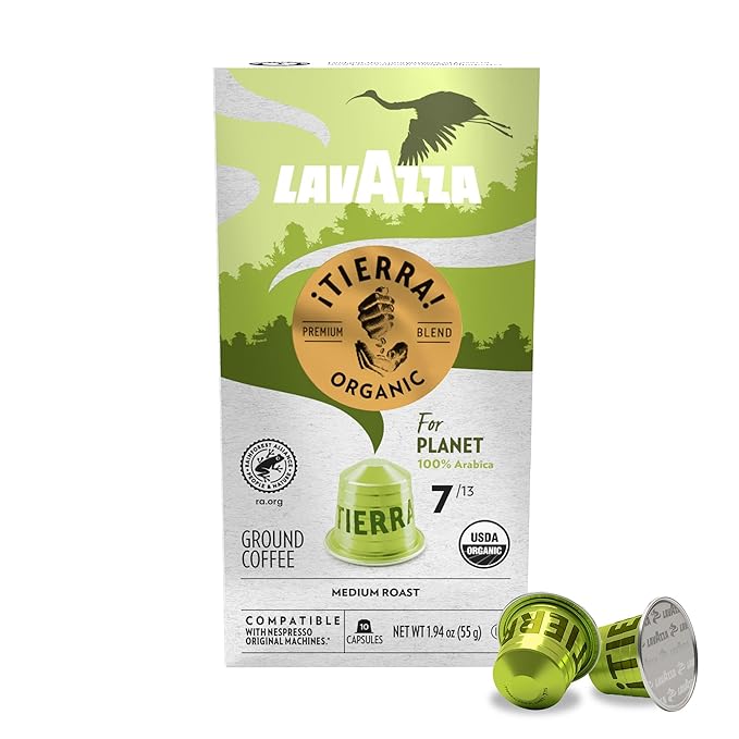 Lavazza ¡Tierra! for Planet Aluminum Capsules Compatible with Nespresso* Original Machines, Medium Espresso Roast, 100% Arabica (60 Capsules)