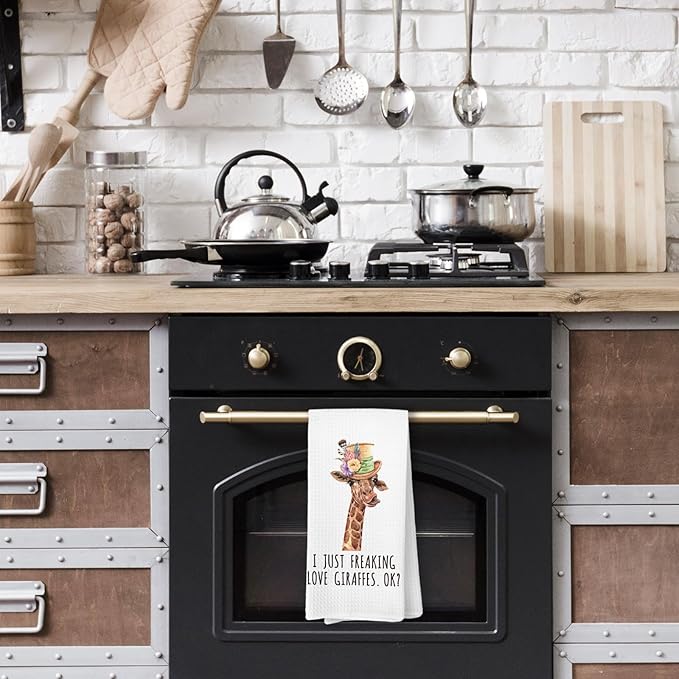 Giraffe Decor Gifts Towels - Giraffes Bathroom Decor Hand Towels, Giraffe Gifts for Women, I Just Freaking Love Kitchen Towel,Giraffes Decorative for Room Bathroom