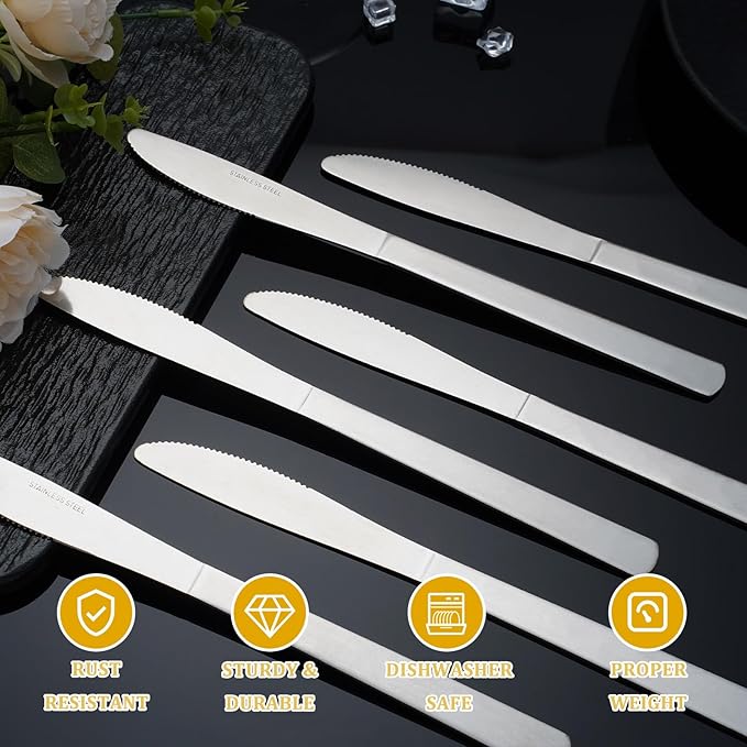 72 PCS Dinner Knifes Set - Windsor Stainless Steel Table Knives 8.7 Inch with Dishwasher Safe Butter Knives,Metal Butter Knofe,Dinner Knife Silverware for Home,Kitchen or Restaurant