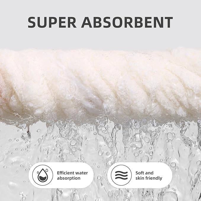 30X60 Inches Extra Large Bath Towels Sets of 6 for Bathroom Super Soft Quick Dry 2 Bath Towels 2 Hand Towels 2 Washcloth Towels Microfiber Shower (White, 6 Piece)