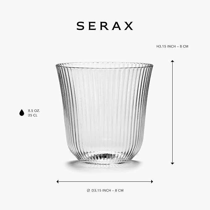 Serax Small Drinking Glasses Drinking Set of 4 | Inku Glassware by Sergio Herman | Clear Glass Tumbler Cups without Lids | Home Essentials, Cocktail Glasses | Drinks, Beer, Juice, Water