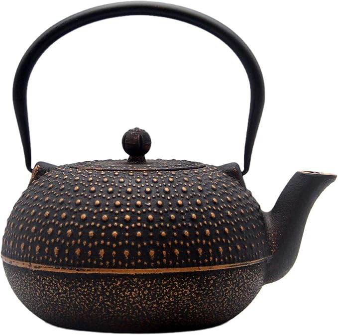 YJX 60.9oz Large Cast Iron Teapot for Stovetop Safe, 6 Cup Tea Kettle, Japanese Tetsubin, Teapot with Stainless Steel Infuser for Loose Tea, Tea Pot Enameled Interior (1.7QT/1.8L)