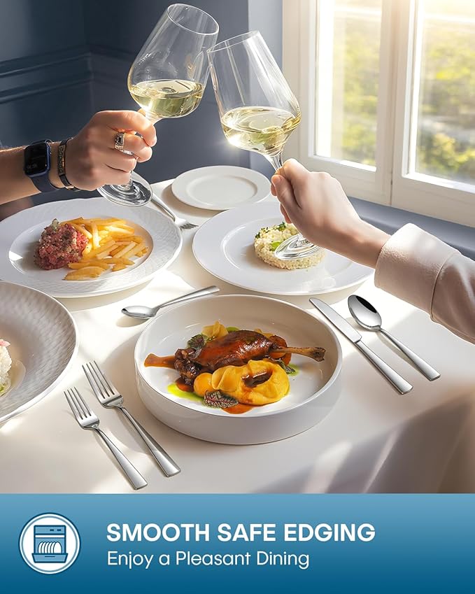 Stapava 48-Piece Silverware Set with Steak Knives, Food-Grade Stainless Steel Flatware Set for 8 Mirror Polished Cutlery Utensil Sets Include Forks Spoons and Knives Set Dishwasher Safe